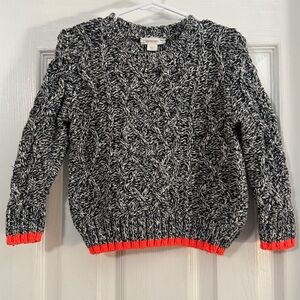 Crewcuts Baby Boy Black and White Long Sleeve Sweater with Orange Trim